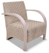 Fauteuil Johan CHARLES PAGET Laque Lazure Blanche Tissu Duo Clair  