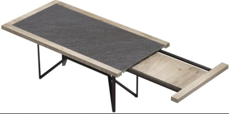 QUEENS Table 200cm avec centre en céramique - 1 ALL 55cm en bout - pied en fer