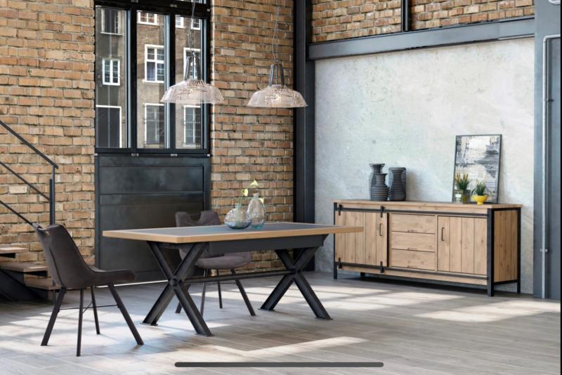 QUEENS Enfilade 1 porte coulissante - 3 tiroirs - une porte ouvrante 225cm
