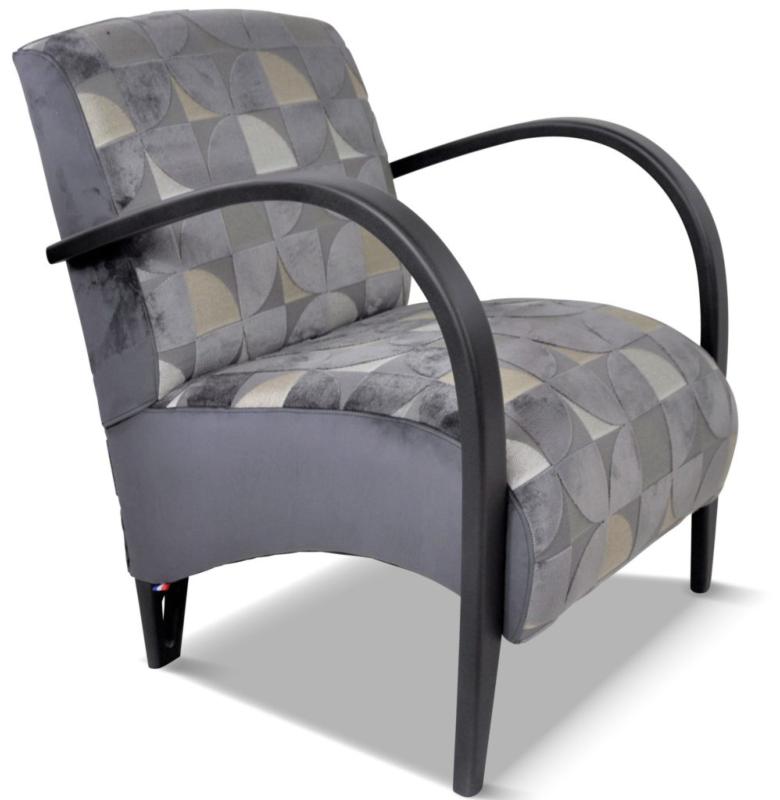 Fauteuil Niels CHARLES PAGET Laque Noir Tissu Oregon Brunei