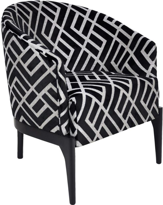 Fauteuil Victor CHARLES PAGET Laque Noir Tissu Losange Noir 