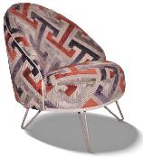 Fauteuil Lea CHARLES PAGET Laque Gris Tissu Orange Brunei Geometric 