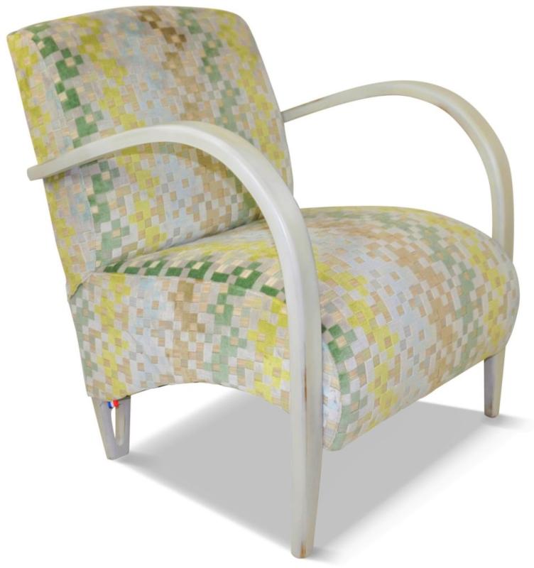 Fauteuil Niels CHARLES PAGET Laque Blanc Excellence Tissu Palm Pastel