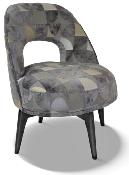 Fauteuil Hugo CHARLES PAGET Laque Vieil Argent Tissu Oregon