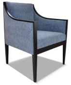 Fauteuil Ethan CHARLES PAGET Laque Noir Tissu Saima Bleu