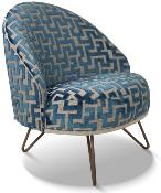 Fauteuil Lea CHARLES PAGET Capccino Tissu Labyrinthe Bleu Brunei