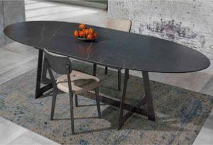 QUEENS Table 185cm ELIPSE - 1 ALL 50cm au centre - pied en fer