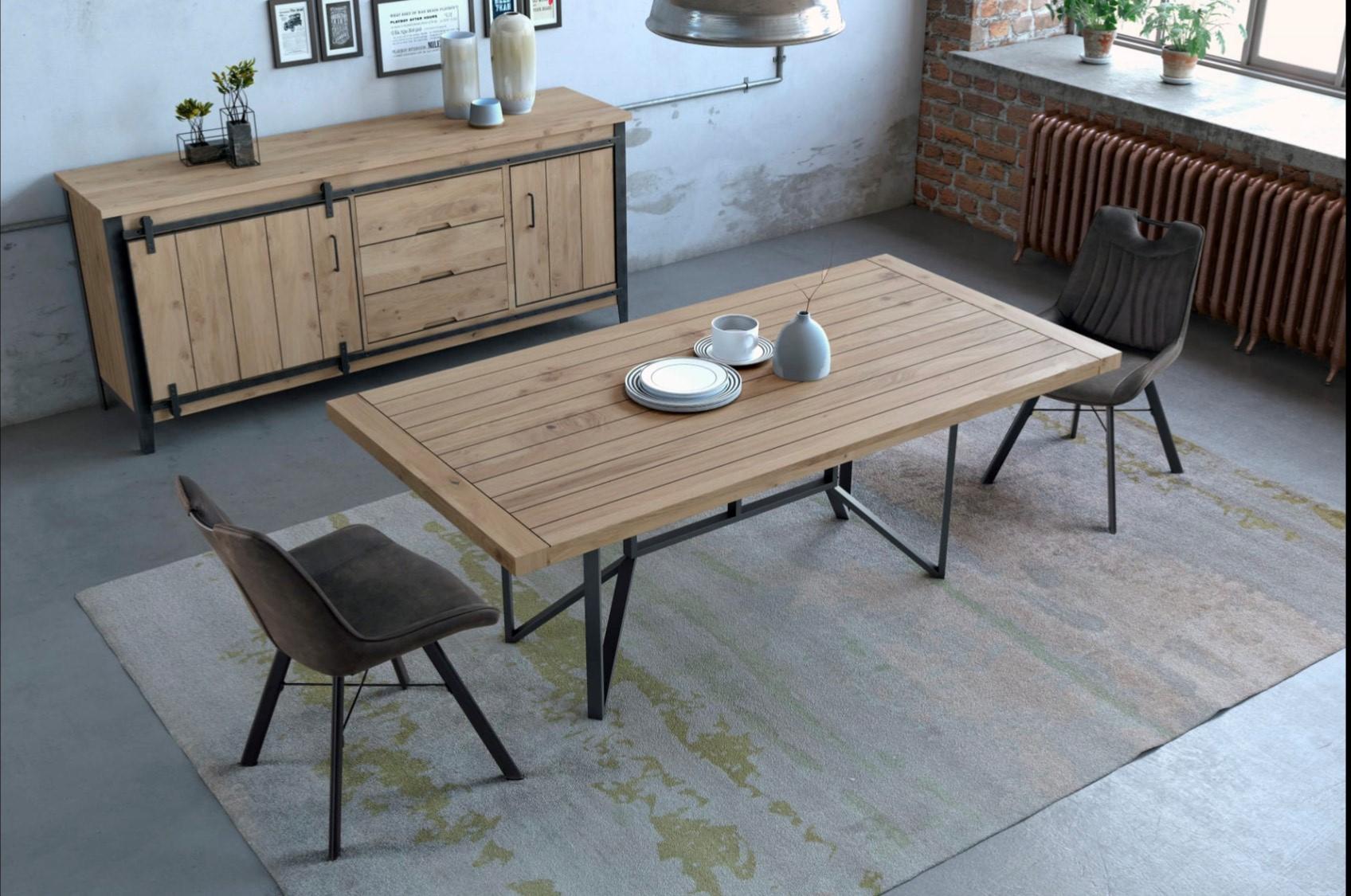 QUEENS Table 180cm - 1 ALL 55cm en bout - pied en fer