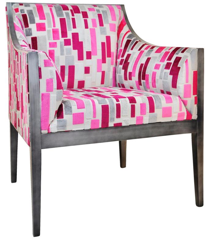 Fauteuil Guillaume CHARLES PAGET Vieil Argent Tissu Innovation Rose