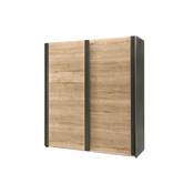 Armoire 2 portes pleines en 154 cm ou 190 cm bois Naturel