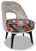 Fauteuil Hugo CHARLES PAGET Laque Noir Gomtric Orange Tissu Brunei