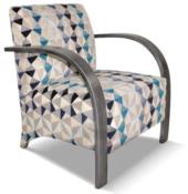 Fauteuil Johan CHARLES PAGET Laque Vieil Argent Tissu Orlando Bleu 