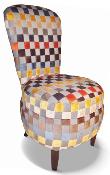 Fauteuil MAUD CHARLES PAGET Laque Noir Tissu Carre Gris