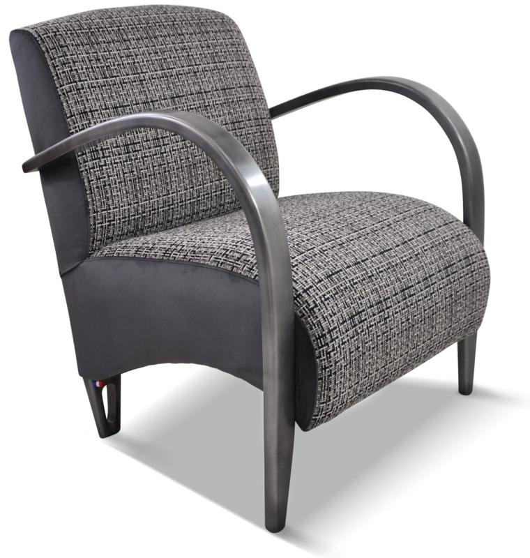 Fauteuil Niels CHARLES PAGET Laque Vieil Argent Tissu Qvradat Noir Brunei 