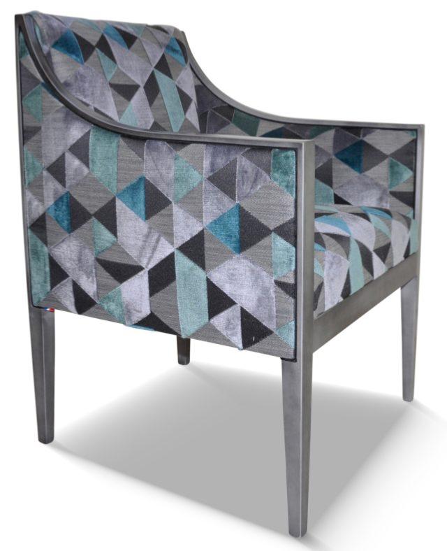 Fauteuil Ethan CHARLES PAGET Laque Vieil Argent Tissu Arizona