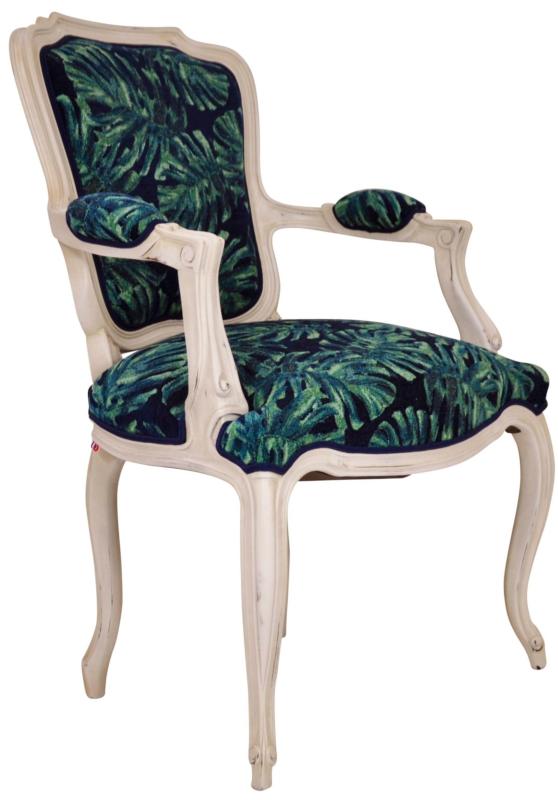 Fauteuil Edouard CHARLES PAGET Laque Excellence Finition Blanc Tissu Fougère