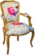 Fauteuil Edouard CHARLES PAGET Lacroix Laque Vieil Or Roses 