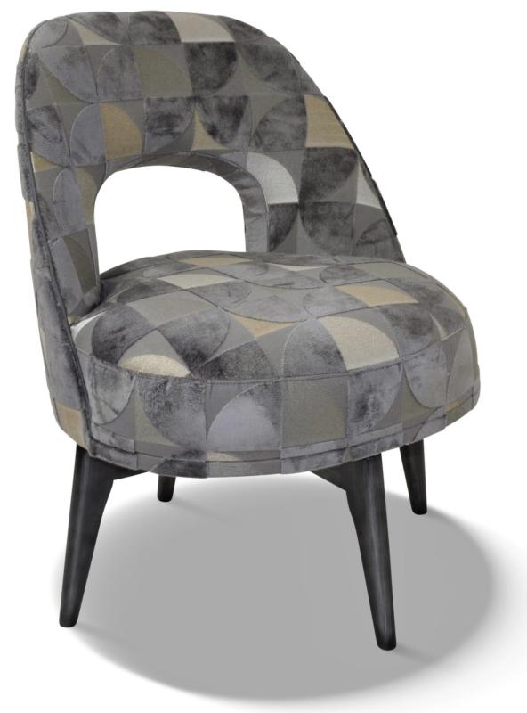 Fauteuil Hugo CHARLES PAGET Laque Vieil Argent Tissu Oregon