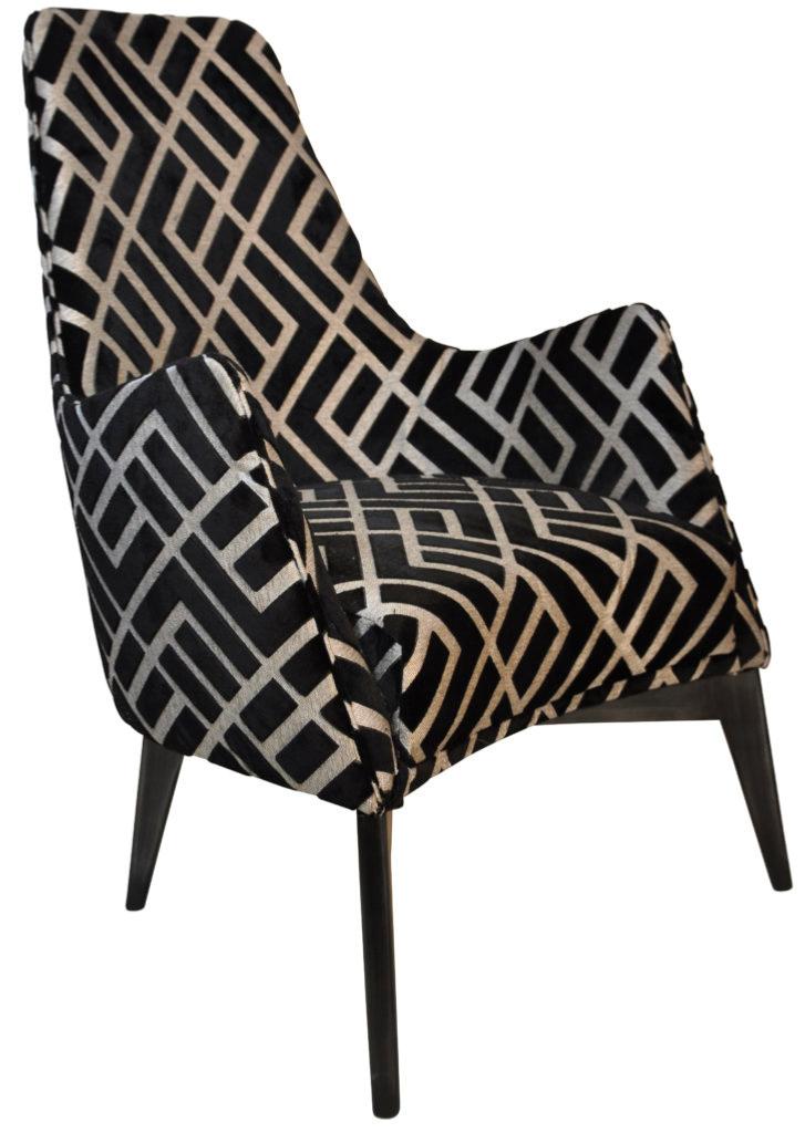 Fauteuil Harry CHARLES PAGET Laque Noir Tissu Losange  Noir 