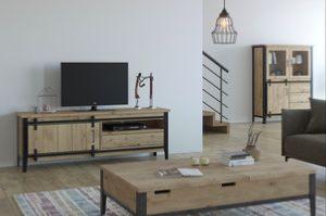 QUEENS Meuble TV 1 porte coulissante - 1 tiroir - 1 niche 172cm