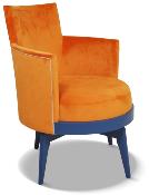 Fauteuil Mathis CHARLES PAGET Laque Bleu Tissu Brunei Orange 